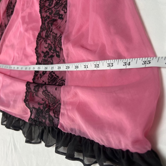 Vintage Betsy Johnson Pink and Black Baby Doll Slip Dress / Nightie Size L - Picture 8 of 12